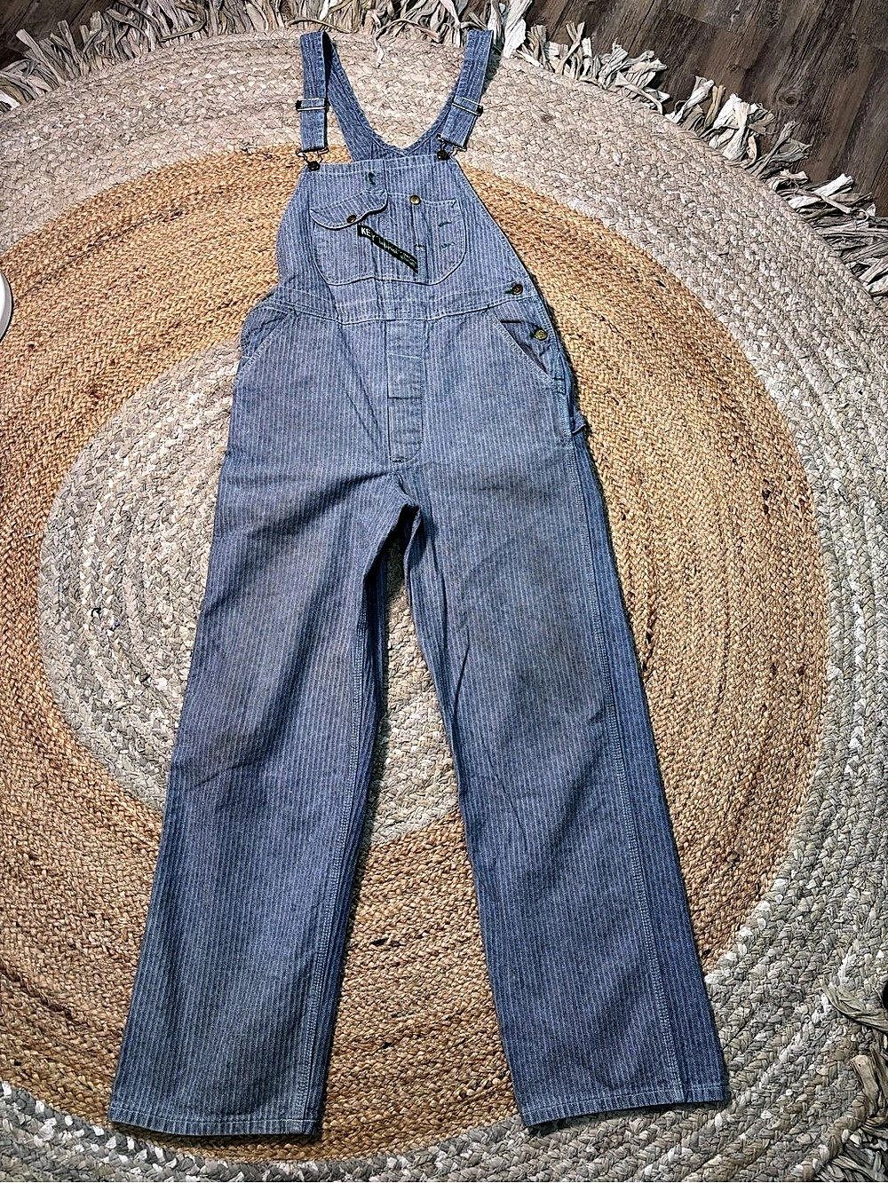 KEY Imperial Vintage  bib overalls Blue Cotton Size 34x32
